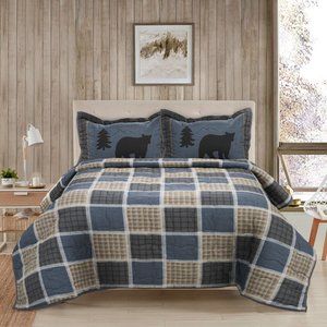 Bear Square Quilt and Sham Set Twin